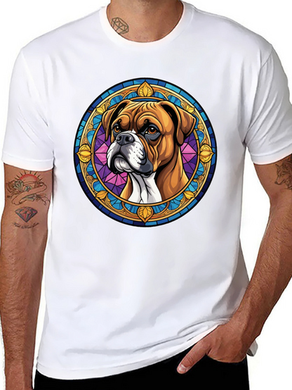 Boxer Dog Stained Glass Style Graphic Tee