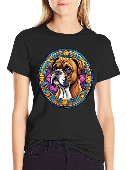 Boxer Dog Stained Glass Style Graphic Tee