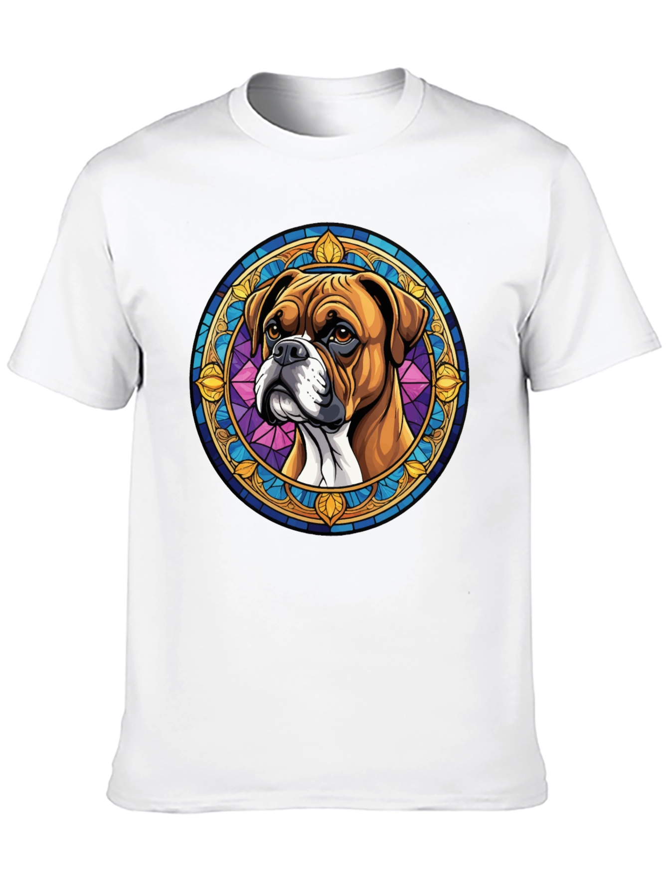 Boxer Dog Stained Glass Style Graphic Tee