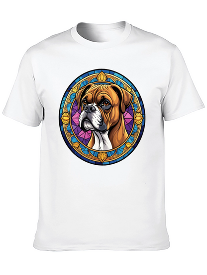 Boxer Dog Stained Glass Style Graphic Tee