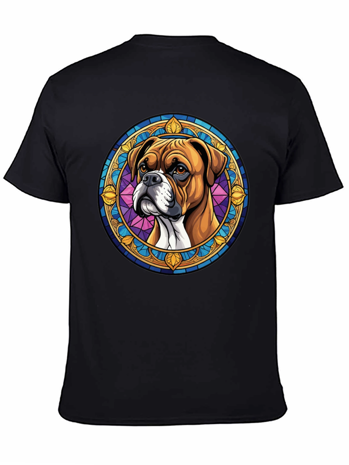 Boxer Dog Stained Glass Style Graphic Tee
