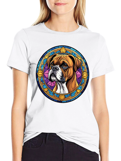 Boxer Dog Stained Glass Style Graphic Tee