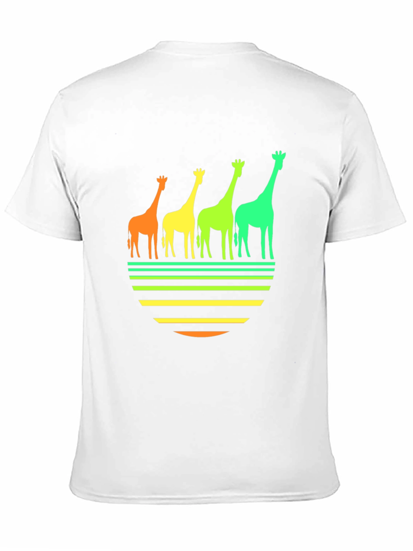 Retro Giraffe Sunset Graphic Tee - Black