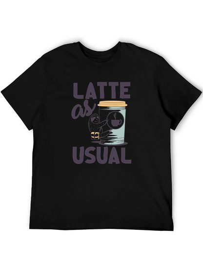 Latte as Usual Sloth Graphic T-Shirt