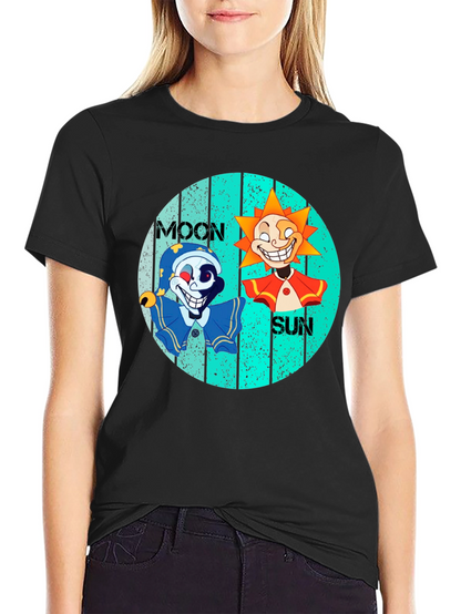 Moon & Sun Tee - Graphic Print Black T-Shirt