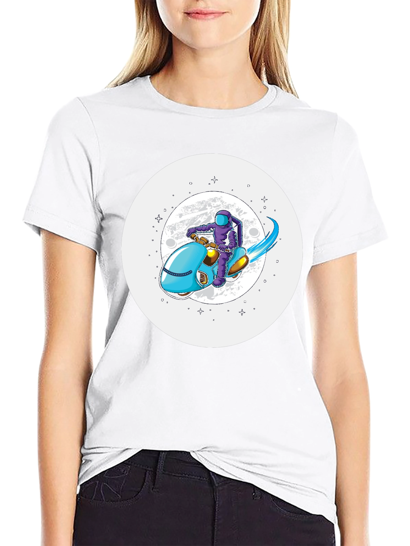 Astronaut on Scooter Graphic Tee - Stylish Comfort