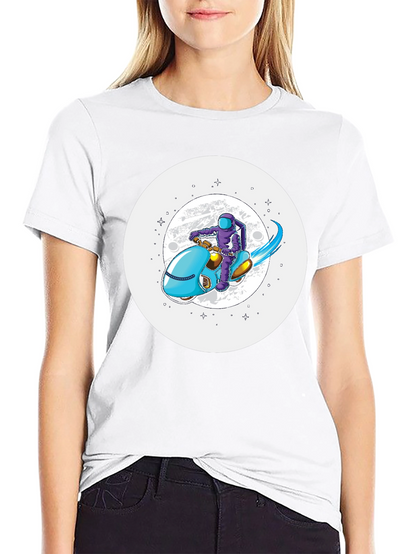 Astronaut on Scooter Graphic Tee - Stylish Comfort