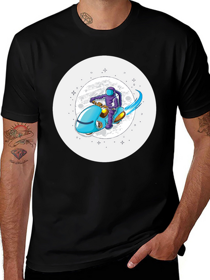 Astronaut on Scooter Graphic Tee - Stylish Comfort