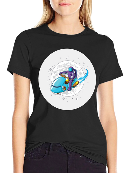 Astronaut on Scooter Graphic Tee - Stylish Comfort