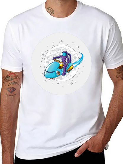 Astronaut on Scooter Graphic Tee - Stylish Comfort