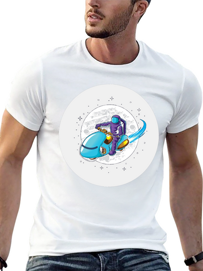Astronaut on Scooter Graphic Tee - Stylish Comfort