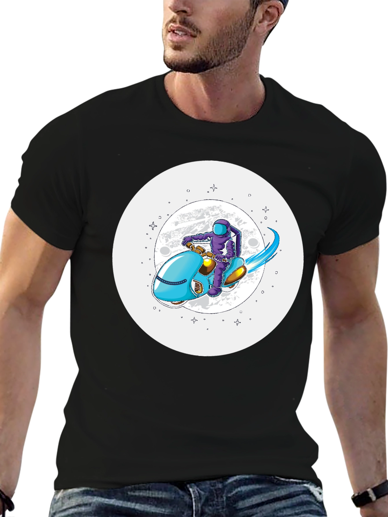 Astronaut on Scooter Graphic Tee - Stylish Comfort