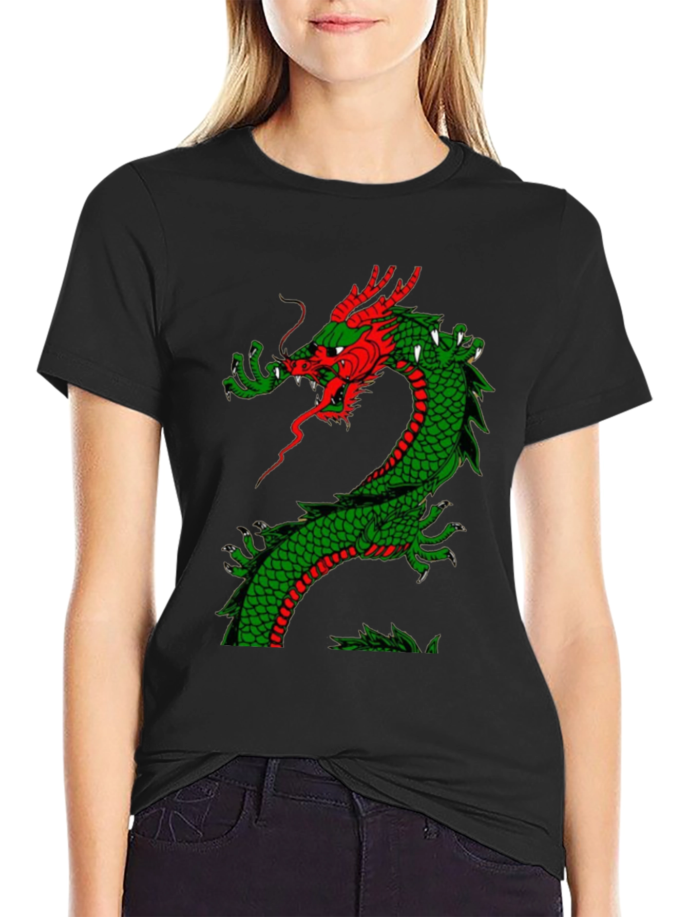Dragon Graphic Tee - Red and Green Dragon Design