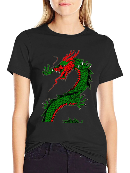 Dragon Graphic Tee - Red and Green Dragon Design