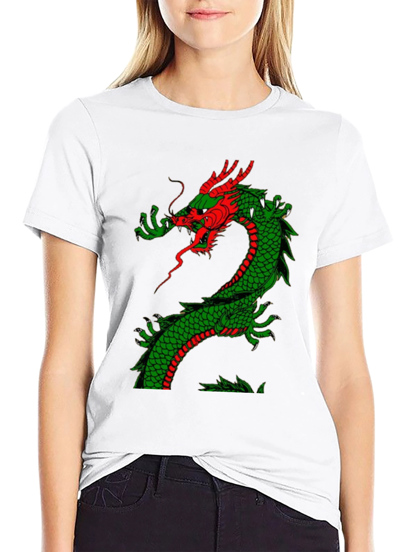 Dragon Graphic Tee - Red and Green Dragon Design