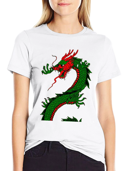 Dragon Graphic Tee - Red and Green Dragon Design