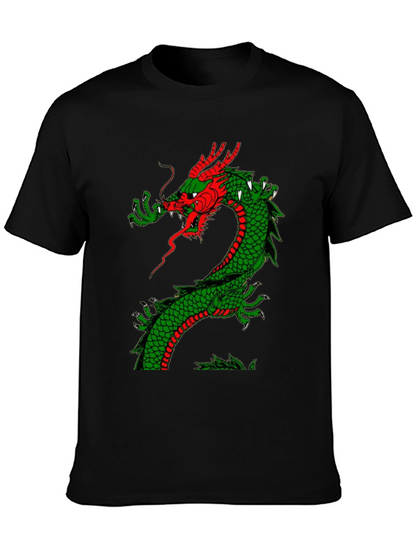 Dragon Graphic Tee - Red and Green Dragon Design