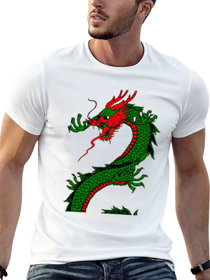 Dragon Graphic Tee - Red and Green Dragon Design
