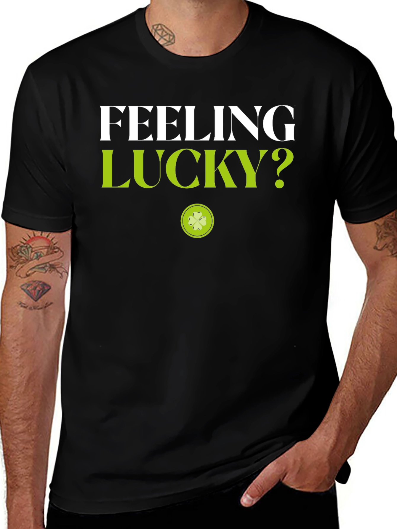 Feeling Lucky? Black Graphic Tee - St. Patricks Day