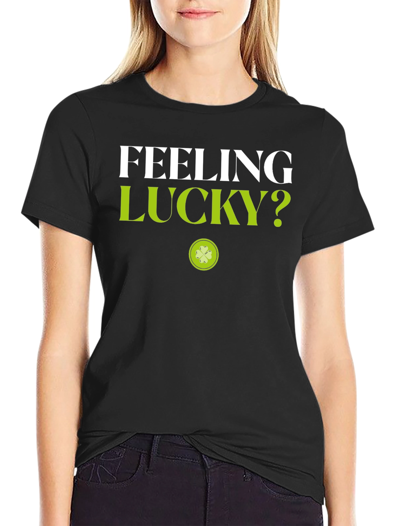 Feeling Lucky? Black Graphic Tee - St. Patricks Day