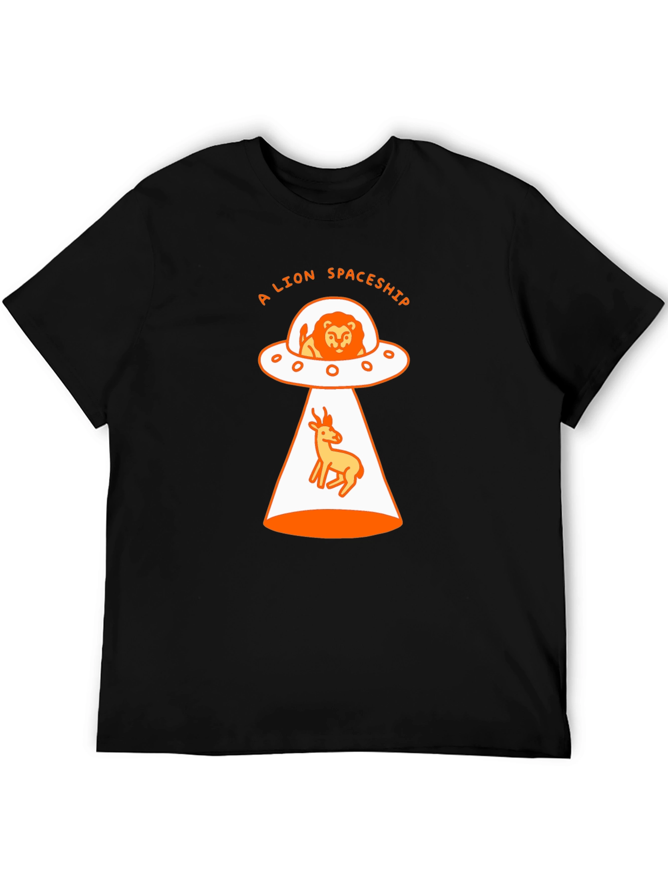A Lion Spaceship Black T-Shirt