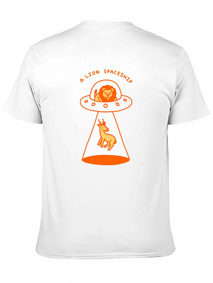 A Lion Spaceship Black T-Shirt
