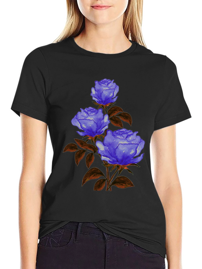 Floral Graphic Tee - Blue Rose Design