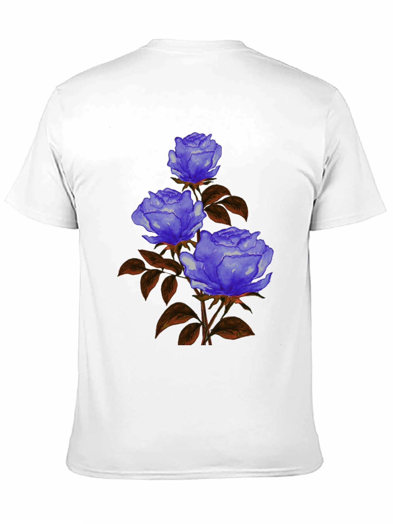 Floral Graphic Tee - Blue Rose Design