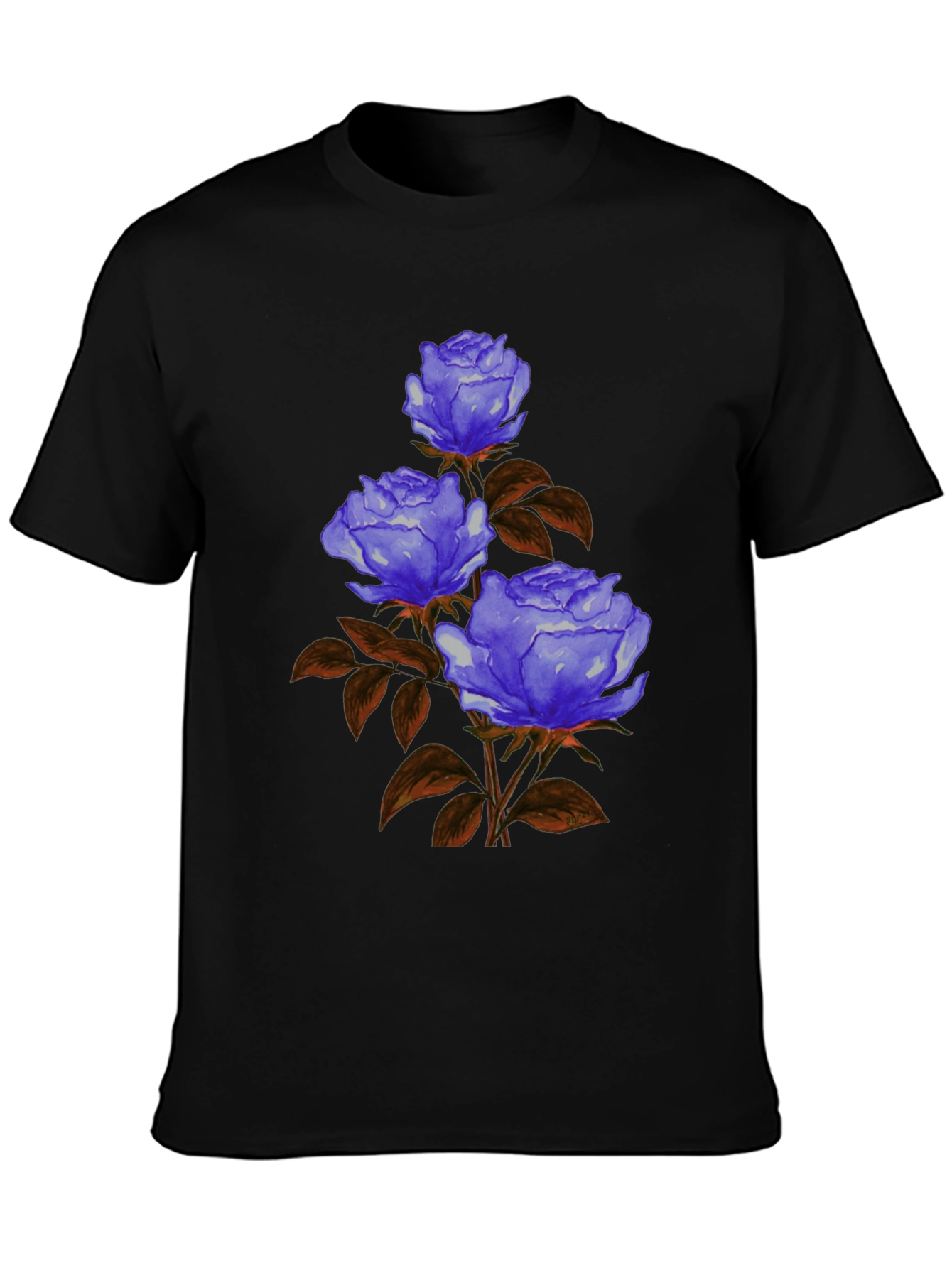 Floral Graphic Tee - Blue Rose Design