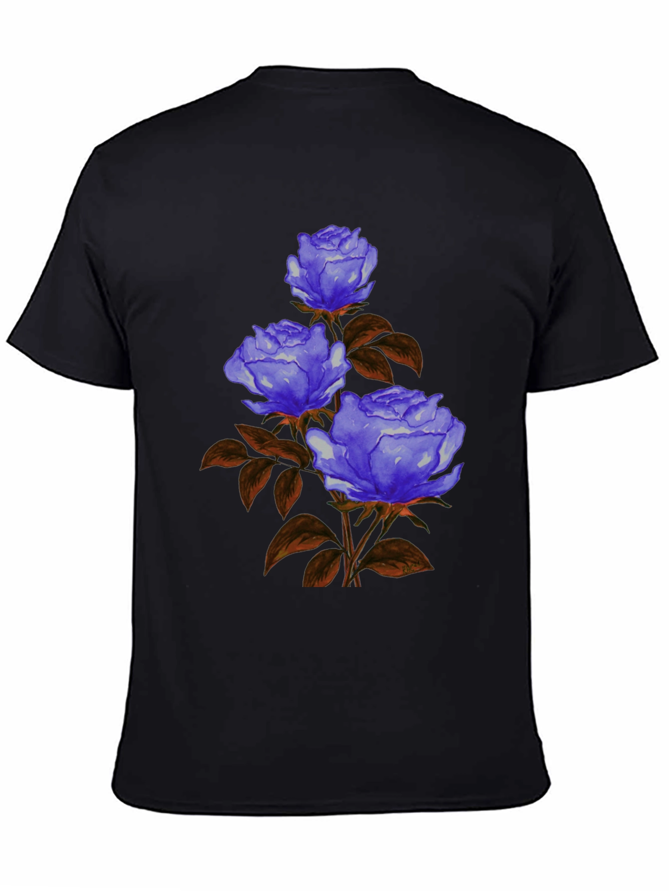 Floral Graphic Tee - Blue Rose Design