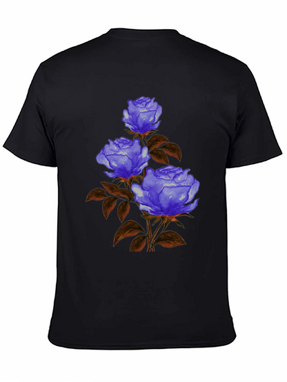 Floral Graphic Tee - Blue Rose Design