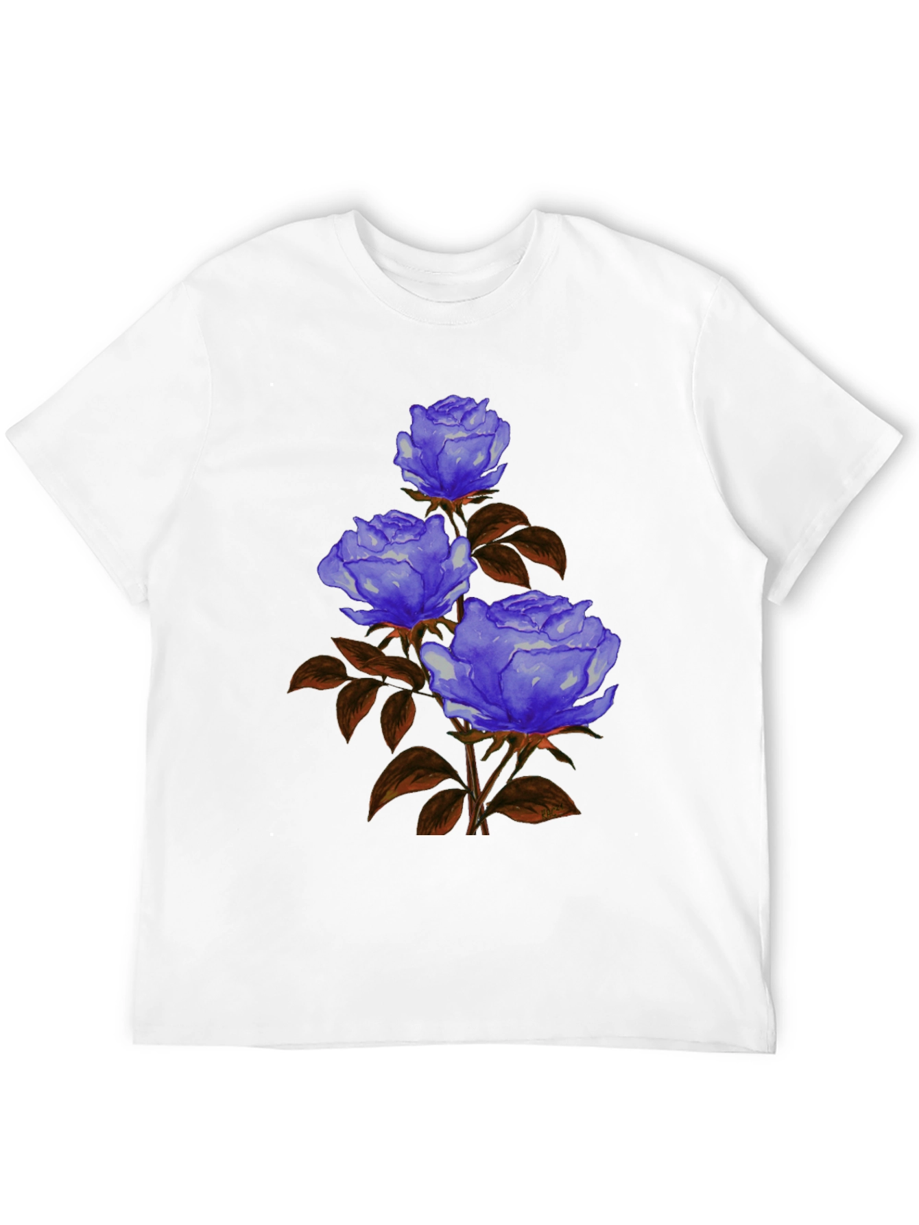 Floral Graphic Tee - Blue Rose Design