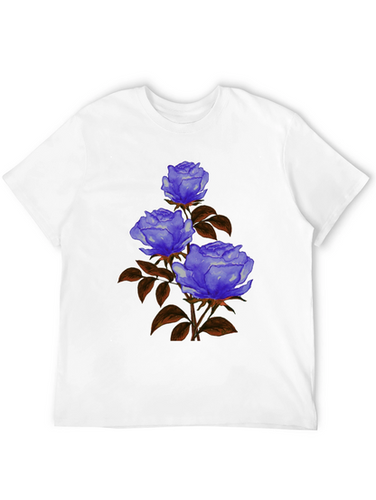 Floral Graphic Tee - Blue Rose Design