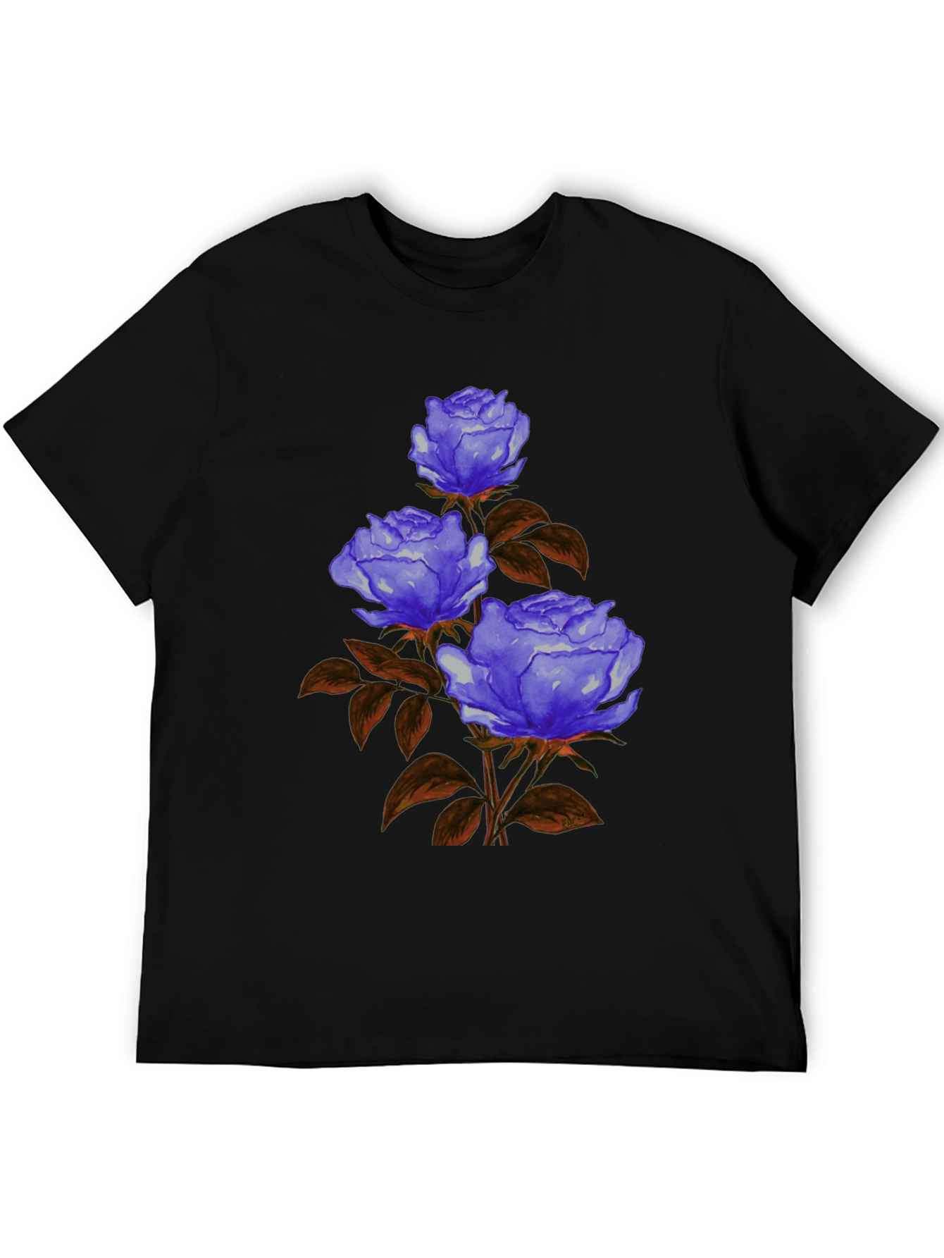 Floral Graphic Tee - Blue Rose Design