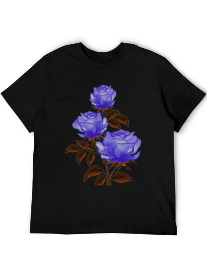 Floral Graphic Tee - Blue Rose Design