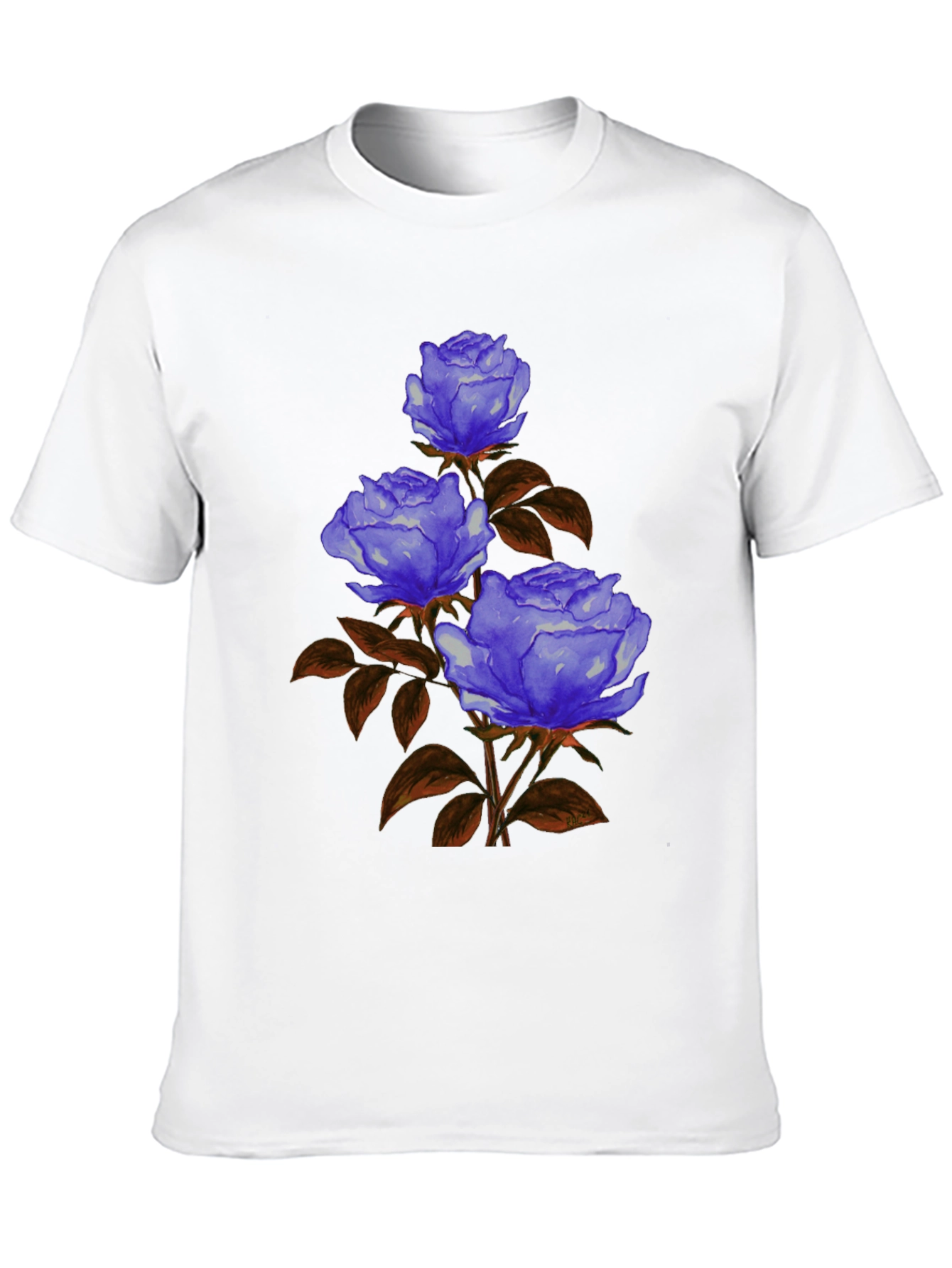 Floral Graphic Tee - Blue Rose Design
