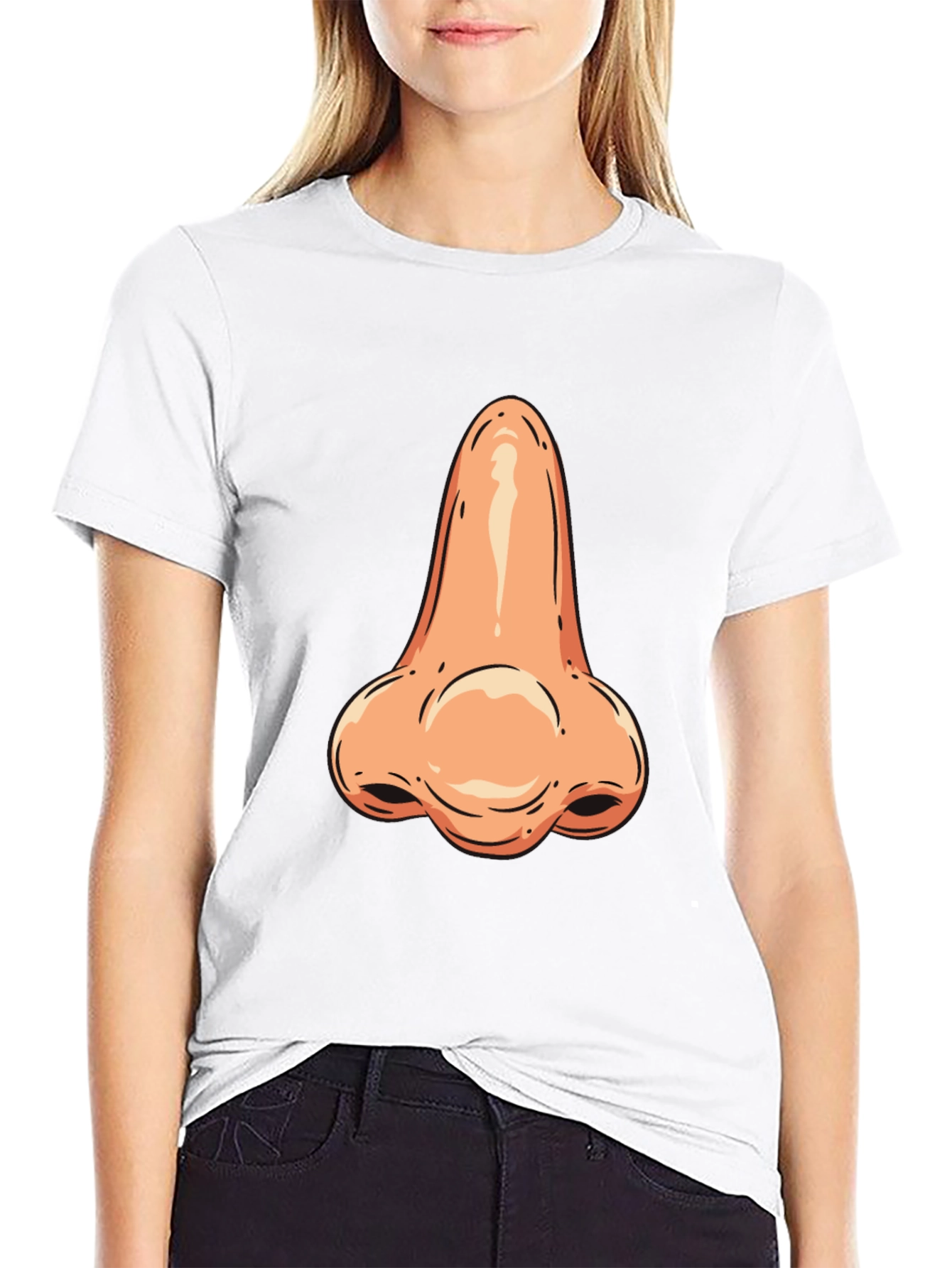 Funny Nose Graphic Tee - Black Cotton T-Shirt