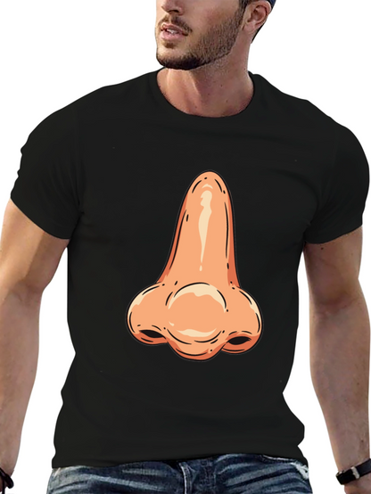 Funny Nose Graphic Tee - Black Cotton T-Shirt