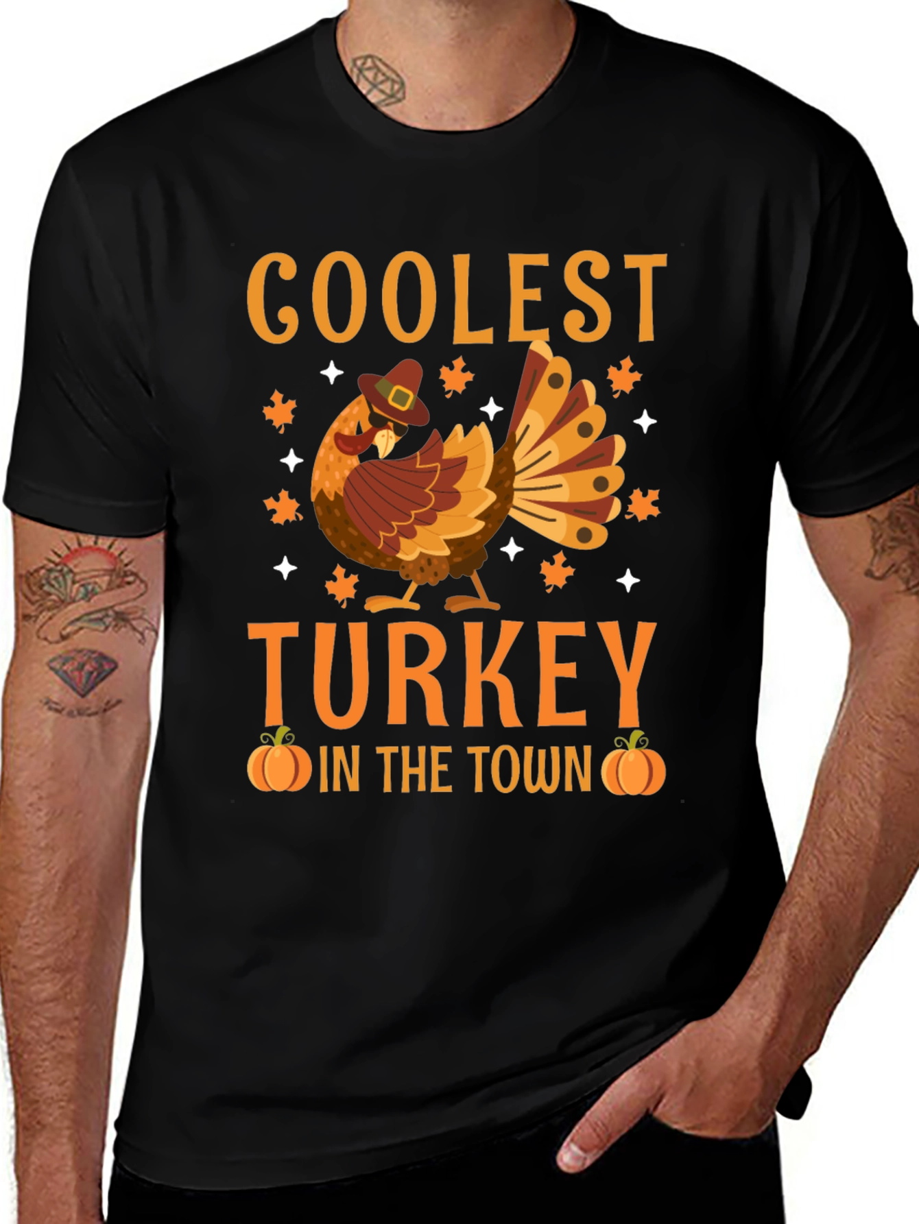 Coolest Turkey in Town Thanksgiving Graphic Tee