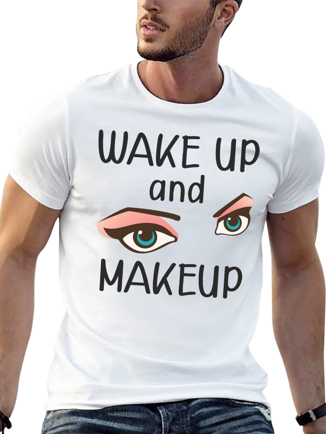 Wake Up and Makeup Graphic Tee - Black