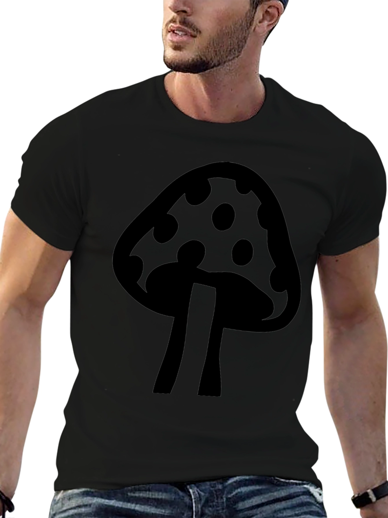 Mushroom Graphic Tee - Cool Black T-Shirt