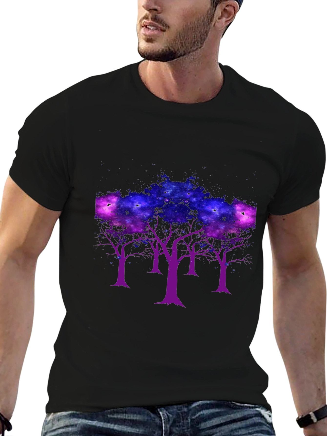 Galaxy Trees Graphic Tee - Black