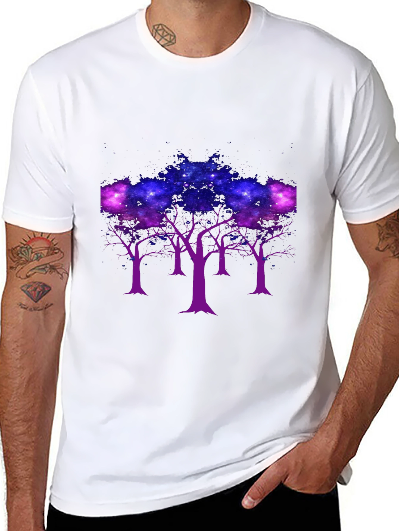 Galaxy Trees Graphic Tee - Black