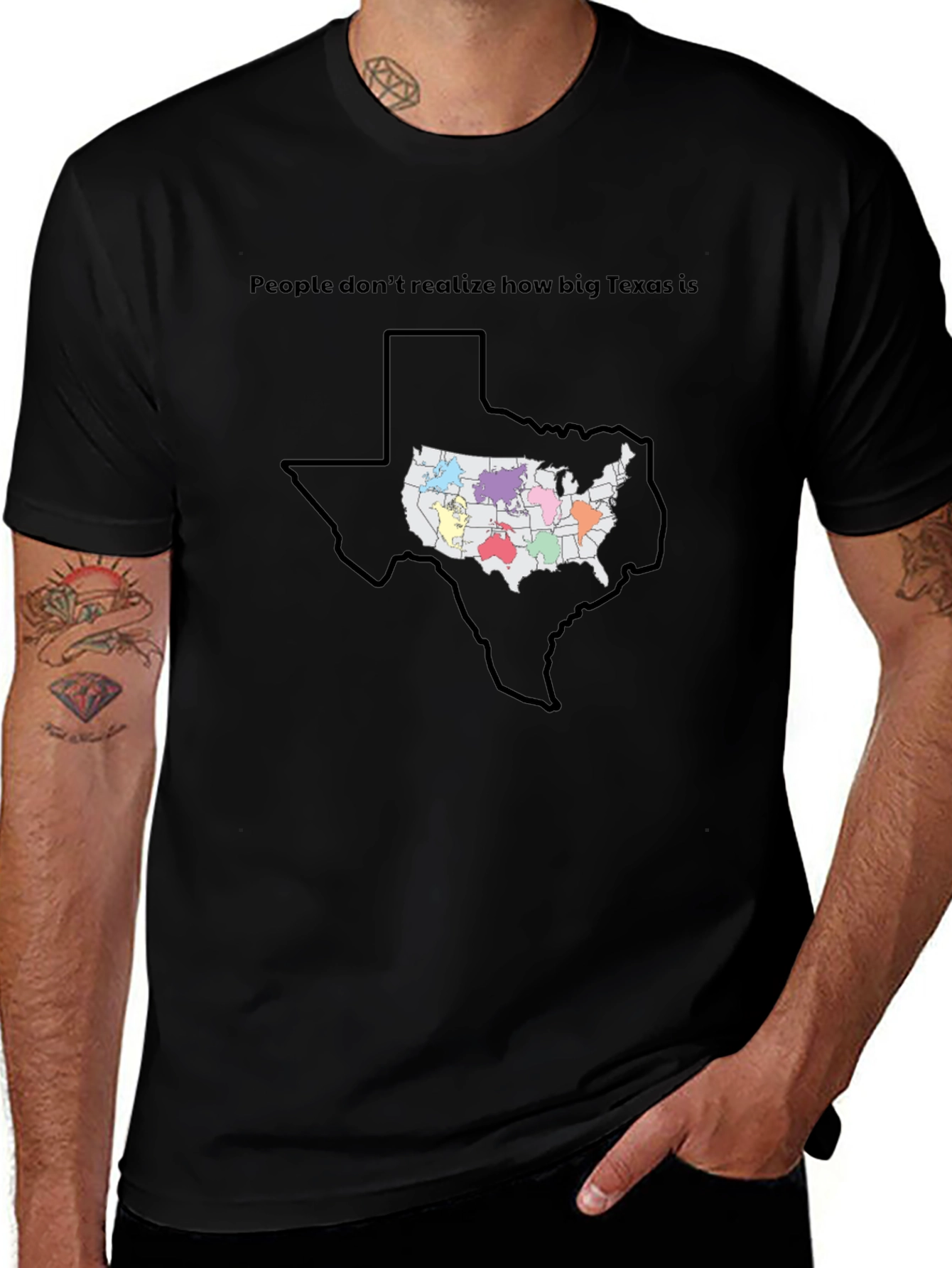 Texas Size Comparison Graphic T-Shirt