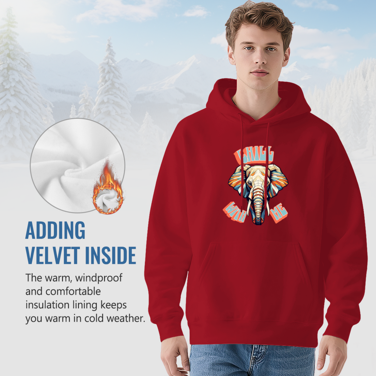 Geometric Elephant Chill With Me Hoodie