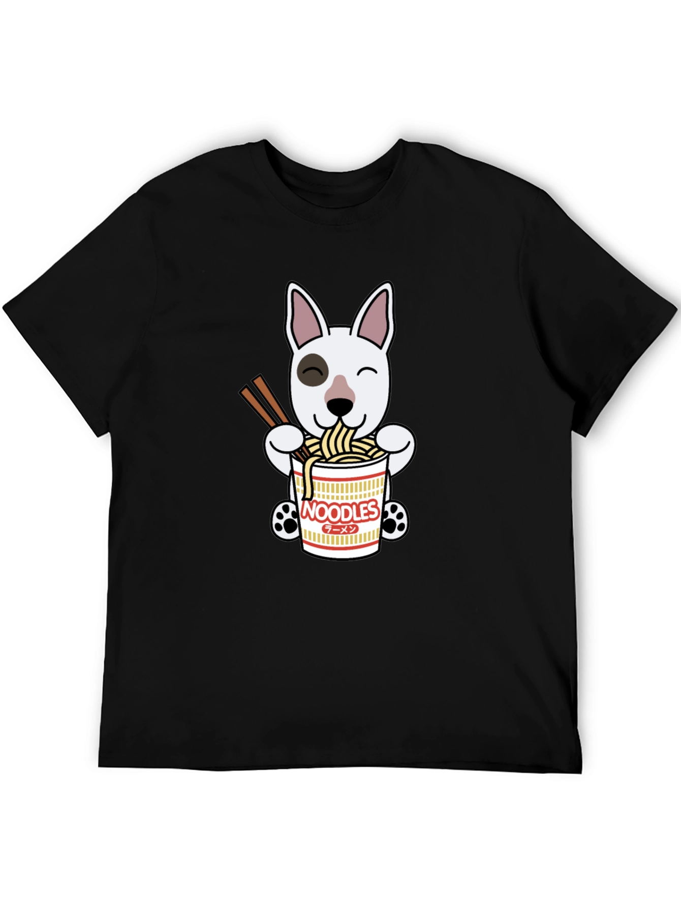 Cute Dog Eating Noodles Graphic T-Shirt
