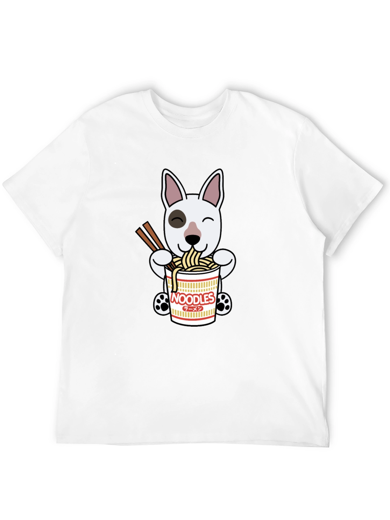 Cute Dog Eating Noodles Graphic T-Shirt