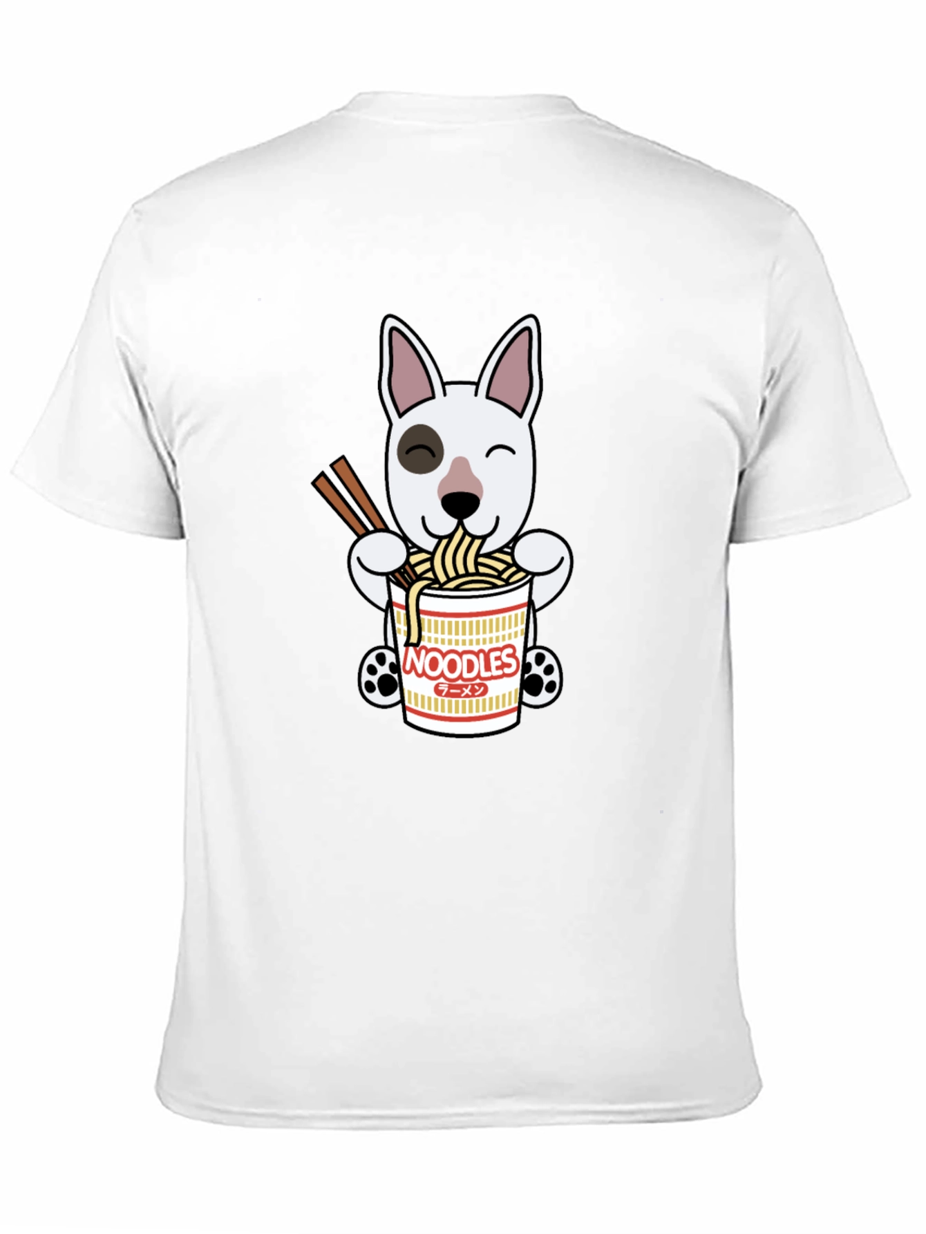 Cute Dog Eating Noodles Graphic T-Shirt