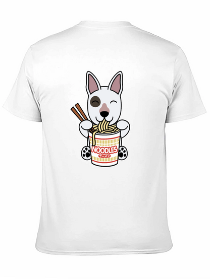 Cute Dog Eating Noodles Graphic T-Shirt