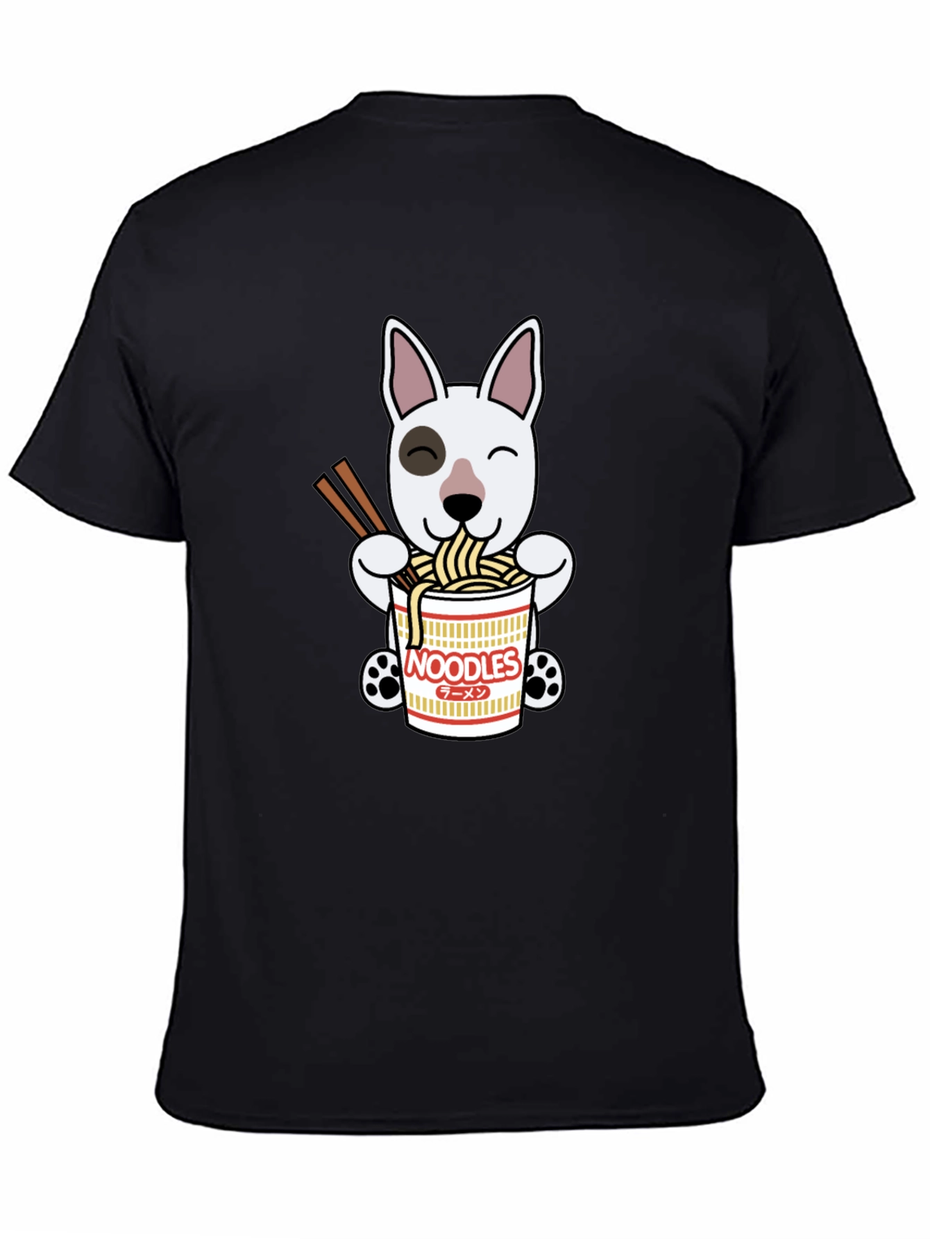 Cute Dog Eating Noodles Graphic T-Shirt